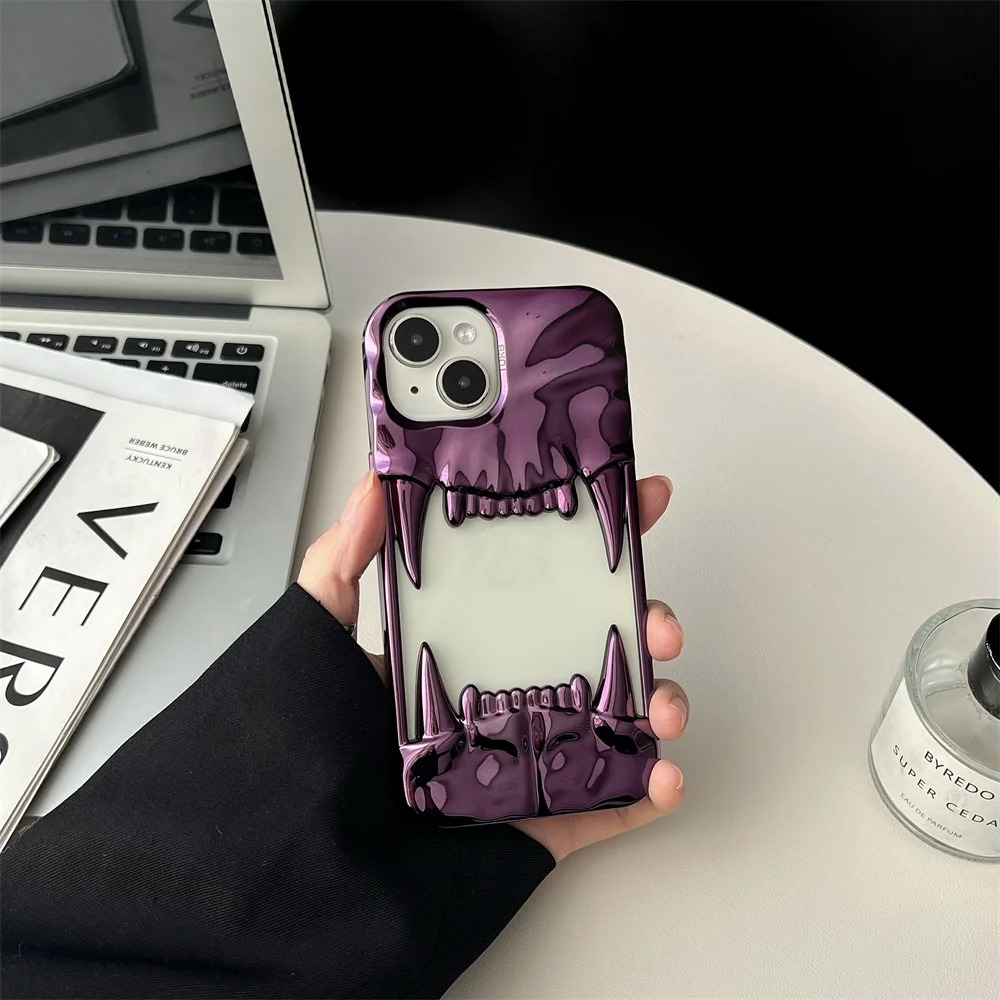 Hollow Out 3D Tiger Matte Wrinkled Case For iPhone 16 15 14 13 12 Pro Max Plus 11 Ultra Thin Plating Heat Dissipation Soft Cover