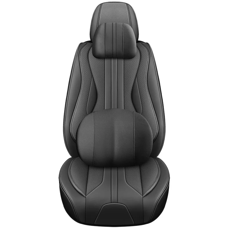 Universal Car Seat Cover Set Nappa Leather Full Coverage Cushion for Front Rear Bench, Breathable Four Season Protector with