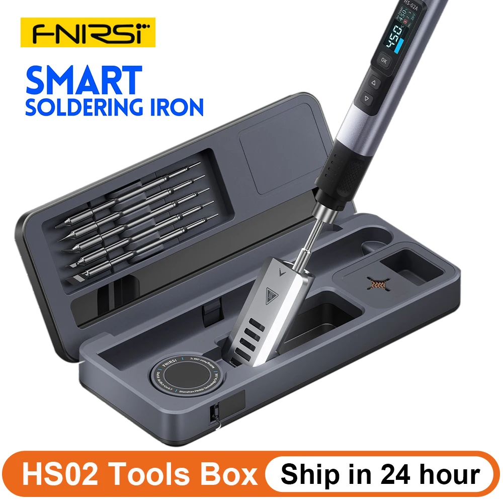 FNIRSI HS-02 100W Portable Soldering Iron Kit Soldering Iron Tips Smart Digital Soldering Iron Pen Tool for Electronics