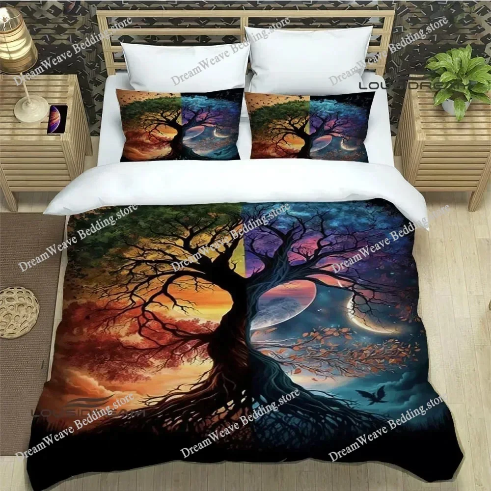 

Tree of Life Duvet Cover King Botanical Branches Leaves Bedding Set Microfiber Psychedelic Mysterious 3D Print Quilt Cover963963