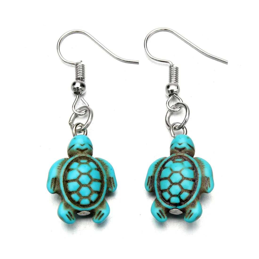 12pairs Boho Ethnic Wind Sea Turtle Ear Hook Earrings Jewelry Seaside Travel Tortoise Resin Ear Beach Accessories