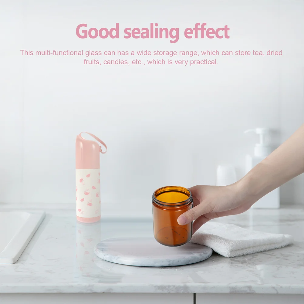 

2Pcs Tea Brown Glass Storage Canister Premium Glass Airtight Bamboo Lid Kitchen Food Candy Flour Grain Multi-Purpose Household