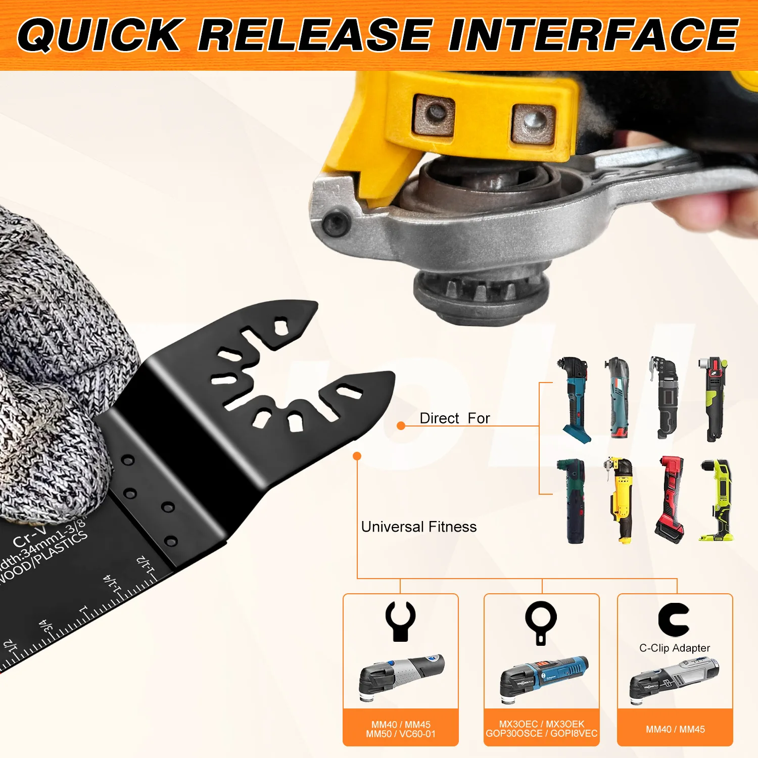 18Pcs Universal Oscillating Saw Blades Set Bi-Metal  Coated Durable Multitool Trimmer Suitable for Makita Dewalt Milwaukee Bosch - view 3