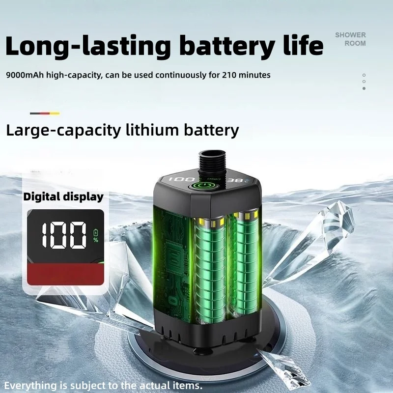 Unité de douche électrique extérieure portable, kit de douche de camping, longue durée de vie de la batterie, adapté à la construction, au camping et à un usage domestique