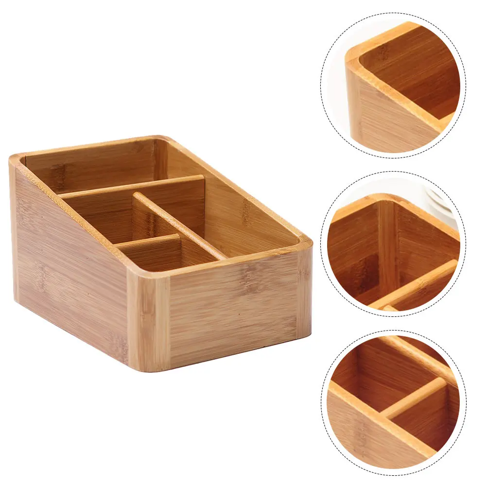 1Pcs Bamboo Desktop Storage Box Round Corner Organizer Anti-Corrosion Makeup Storage Case Sundries Holder