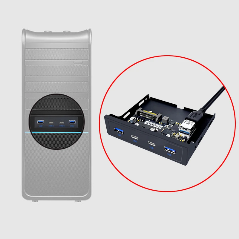 Conector do adaptador de expansão tipo C para desktop, disquete, painel frontal, 2 portas, USB 3.0, 2 portas, USB 3.2, GEN1, 5Gbps, 20 pinos, 3.5"