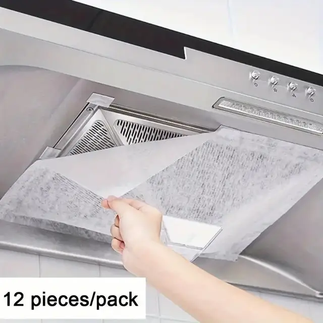 12-pak wytrzymałych filtrów okapowych - osłony z siatki pochłaniającej olej do wentylacji kuchni, łatwa instalacja