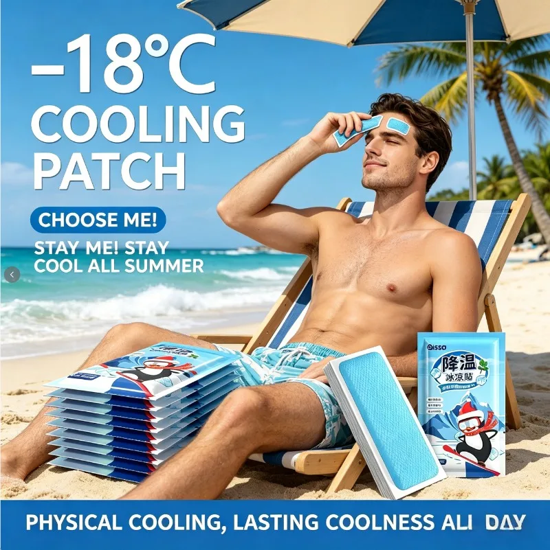 10-100Pcs Instant Cooling Gel Patches Summer Heat Relief Stickers for Fever Sunstroke Phone Outdoor Use Refreshing Cold Compress