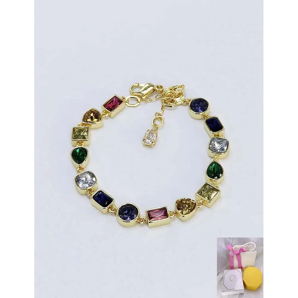 Fashionable new Stilla mixed cutting gold-plated crystal imitation women\'s bracelet, light luxury jewelry, romantic holiday gift