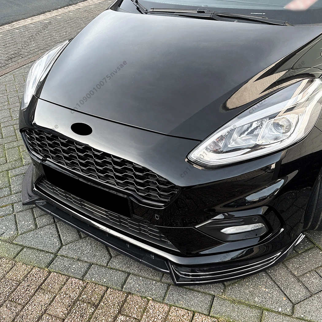 3 pçs para ford fiesta mk8 st line 2017-2020 amortecedor dianteiro lábio divisor gloss preto olhar kit corpo do carro amortecedor dianteiro spoiler guarnição