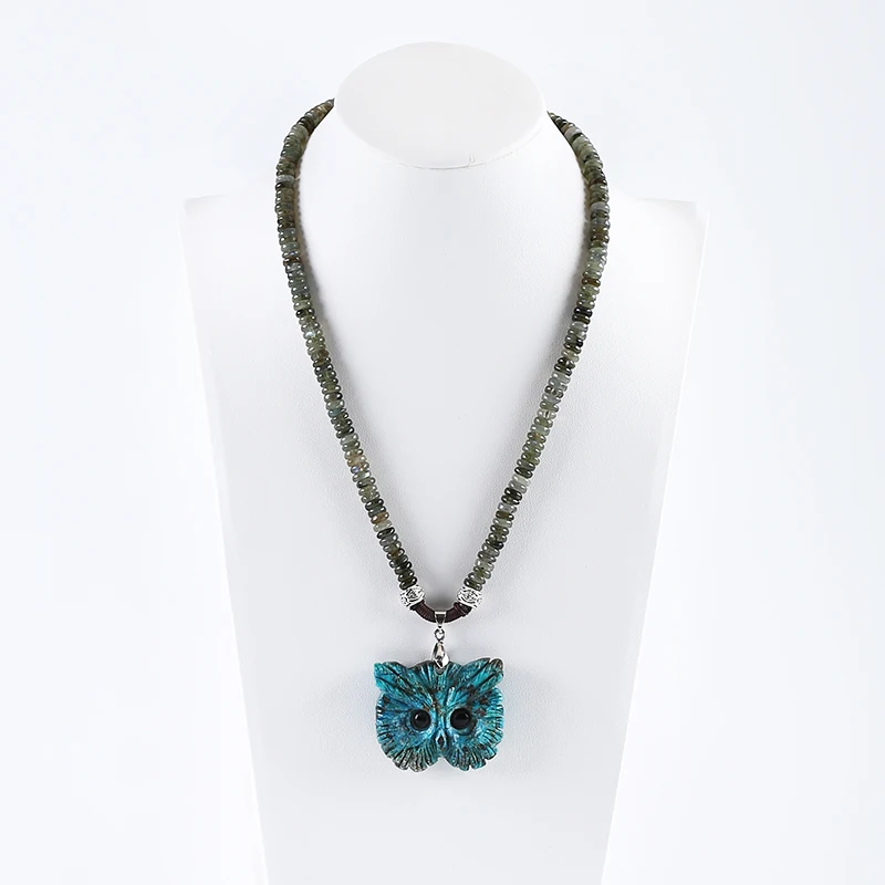 

One Strand Natural Chrysocolla Owl Handmade Gem Gemstone Fashion Women Pendant Necklace,Labradorite Loose Beads,Customized Size