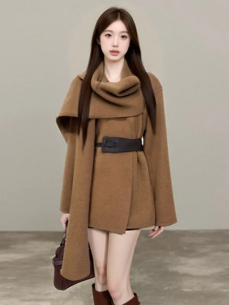 

SMTHMA корейский темперамент ленивый вязаный кардиган куртка женская мода асимметрия короткая куртка пальто с поясом