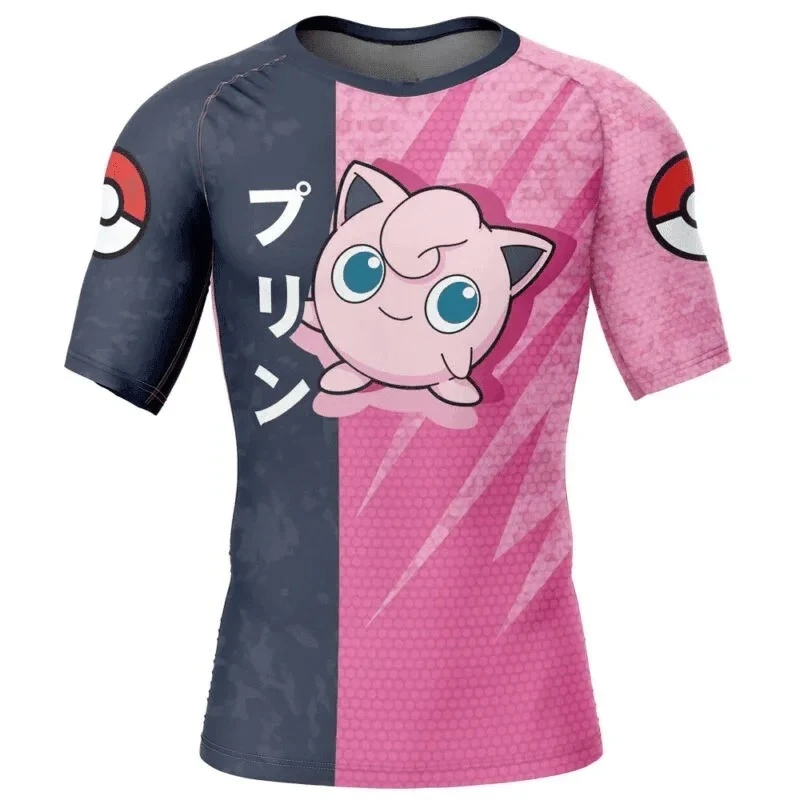 

2026 Jigglypuff Surf Clothing BJJ MMA Men Rash Guard Short Sleeve Diving Kid T-Shirt Tight Swimwear Summer Beach Floatsuit GYM