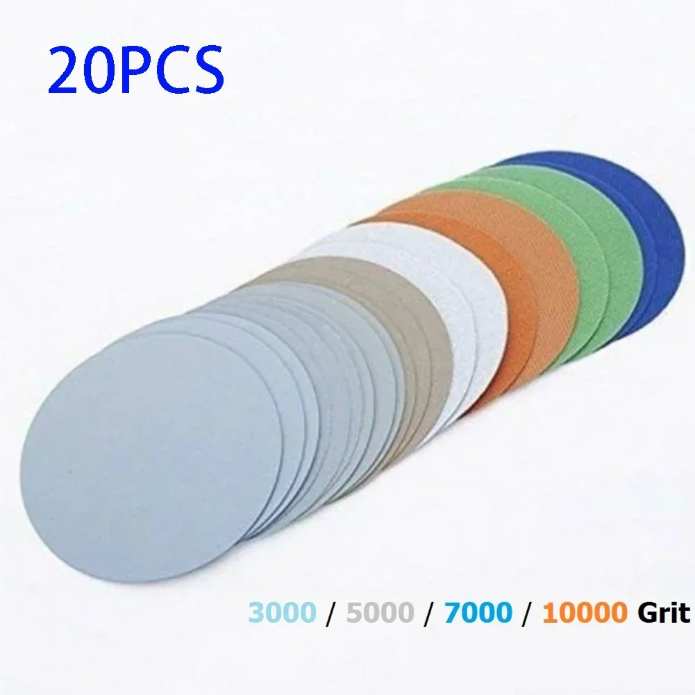 

Polishing Tool Sanding Discs Sandpaper Waterproof Wear Resisting Wet/Dry 20pcs Anti-static Flexibility Hook&Loop