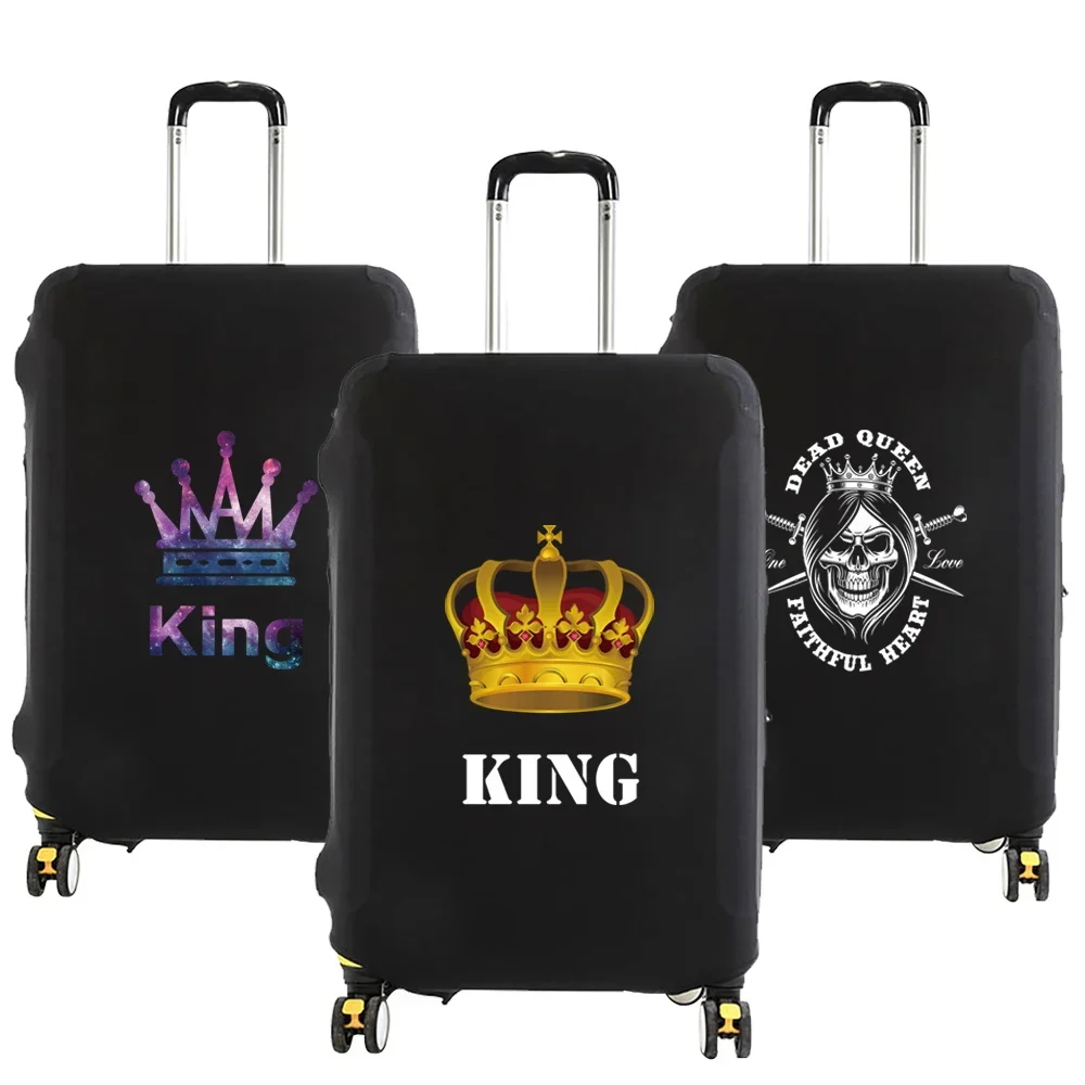 Luggage Case Suitcase Protective Cover King&Queen Pattern Travel Accessories Elastic Luggage Dust Cover Apply To 18-32 Suitcase