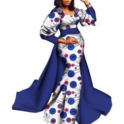 African Luxury Dresses Women 2024 Long Sleeve Dashiki Robe Dress for Wedding Party Fashion Ladies Traditional Clothing WY9056
