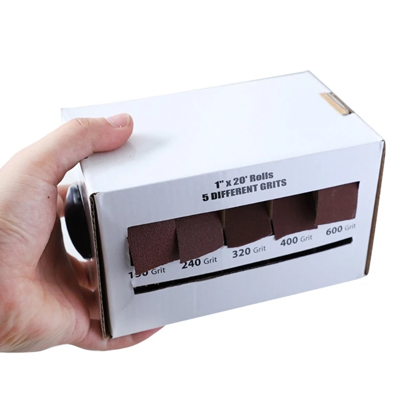 Comprehensive Sanding Set, 5 Assorted Grits, Aluminum Oxide Paper, 2.5cm x 6m, for Metalwork Handwork Workshop Hobbyists