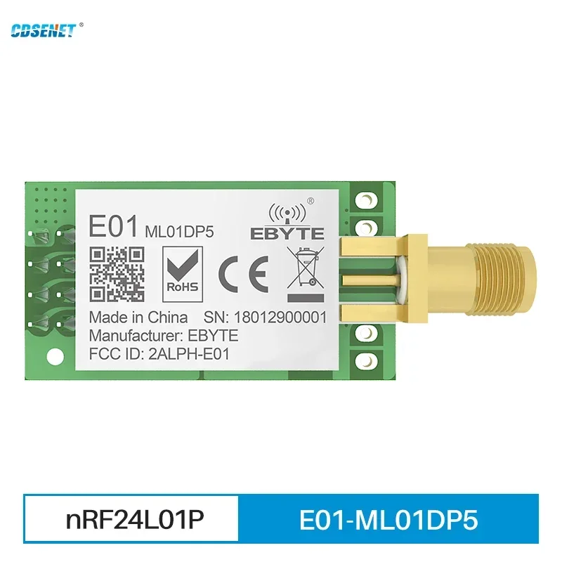 

10pcs 2.4GHz nRF24L01 PA LNA rf SPI Module E01-ML01DP5 CDSENET Long Range 2.4g nRF24L01P Wireless Transmitter and Receiver