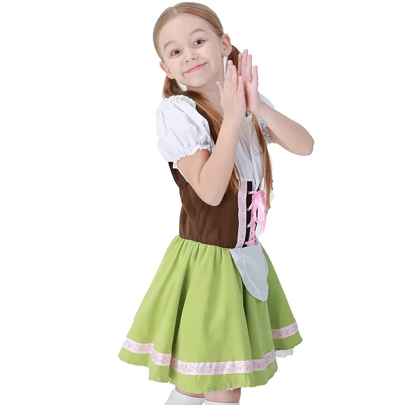 

Kids Oktoberfest Costumes German Bavarian Traditional Dirndl Dress Girls Halloween Cosplay Maid Uniform Carnival Party Dresses