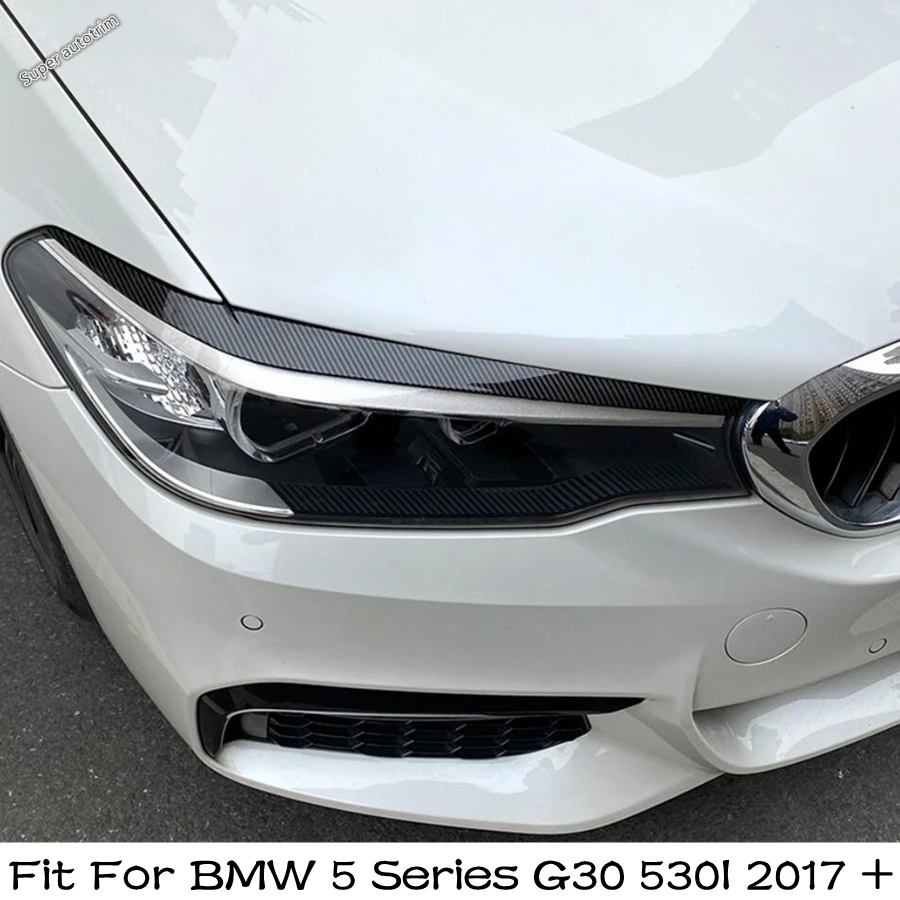 

Headlights Eyebrows Eyelids Front Head Lamp Cover Trim Carbon Fiber For BMW 5 Series G30 530I 2017 - 2023 Exterior Accessories