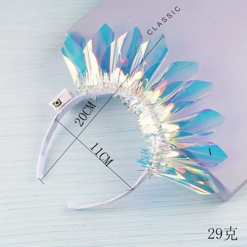 قوس قزح الليزر LED عقال تضيء الشعر التبعي متوهجة المجسم ديكور حفلة الهذيان مهرجان الحفل مرحلة الأداء جديد