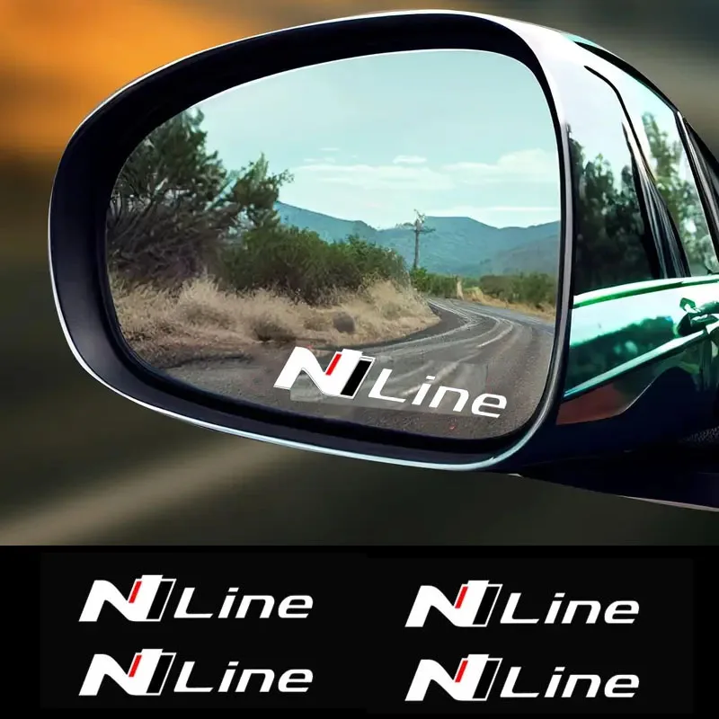 

Набор из 4 спортивных наклеек N Line для автомобиля, водонепроницаемые виниловые стикеры, декор для автотюнинга, для боковых зеркал автомобиля