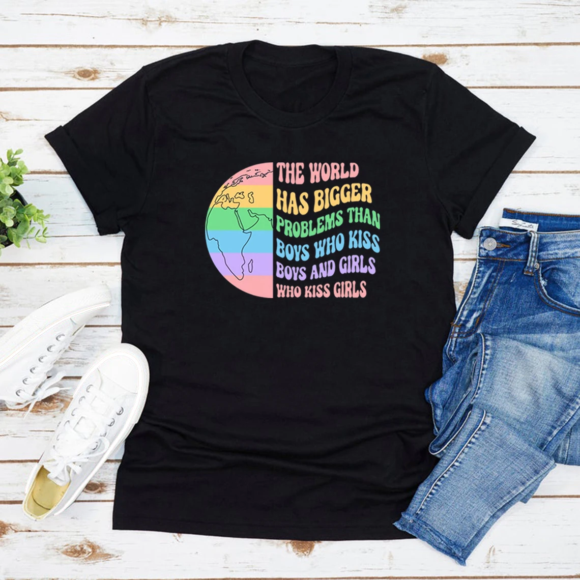 

The World Has Bigger Problems Than Boys Who Kiss Boys and Girls T Shirt Gay Rights T-Shirt Equality T-shirt LGBTQ+ Top Pride Tee