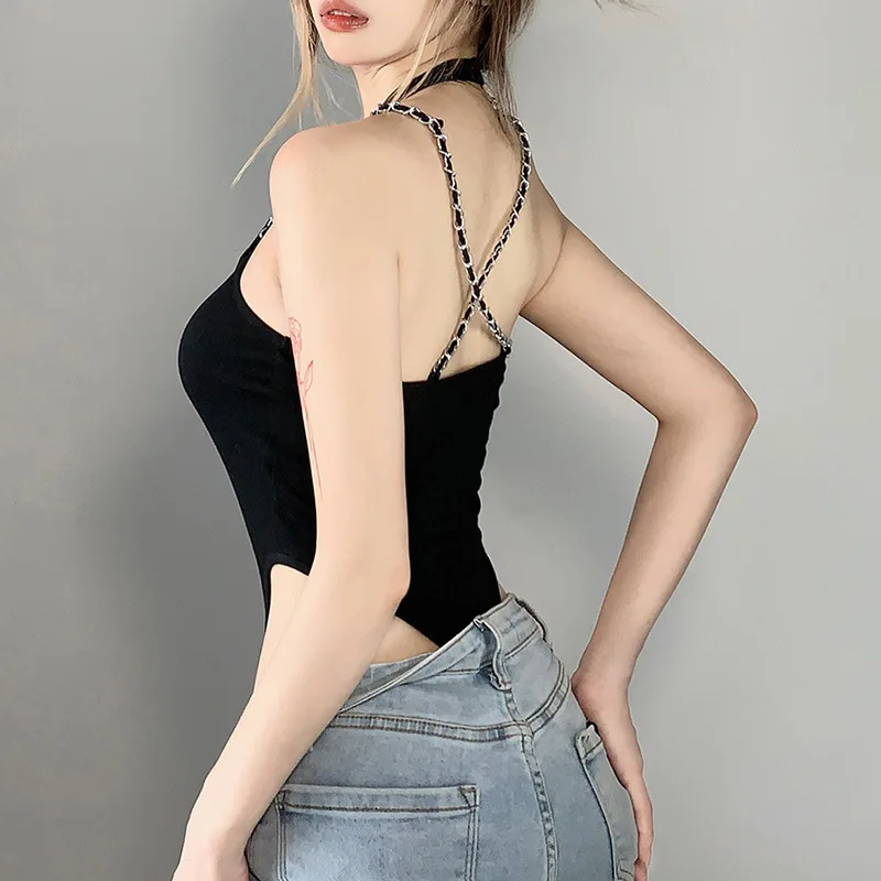 Women Bodysuit Halter Shapewear Top Casual Slim Bodyshaper Jumpsuit Streetwear One piece Tank Tops Thong Onesie Skinny Partyclub