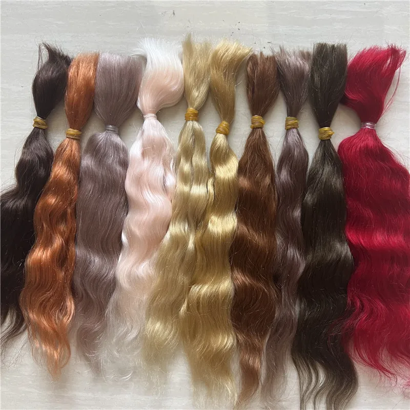 Mais recentes cores handraizadas boneca reborn mohair chá cor vermelho preto marrom diy bjd ob11 boneca reborn peruca acessórios
