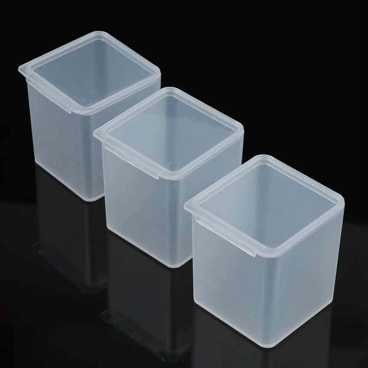 

12Pcs Plastic Storage Box Square Containers Lightweight Organizer Stackable Clear Lids for Jewelry Beads Coins