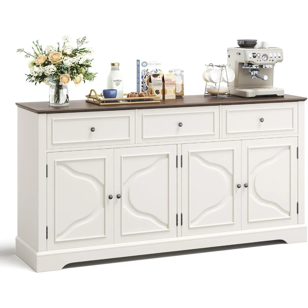 Elegant farmhouse style cutlery cabinet with ample storage space, diverse designs, sturdy structure, and easy assembly