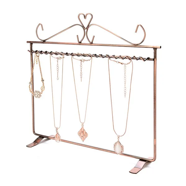 Vintage Heart Jewelry Hanger Necklace Earring Metal Rack Display Stand Holder Necklace Display Rack Pendant Stand Bronze