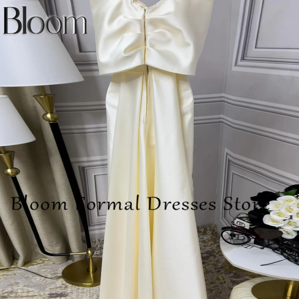 Bloom Customized Beading Crystal Sequined Satin Solid Color Bow Zipper Back Elegant Luxury Evening Dress 2024 Charming Sheath