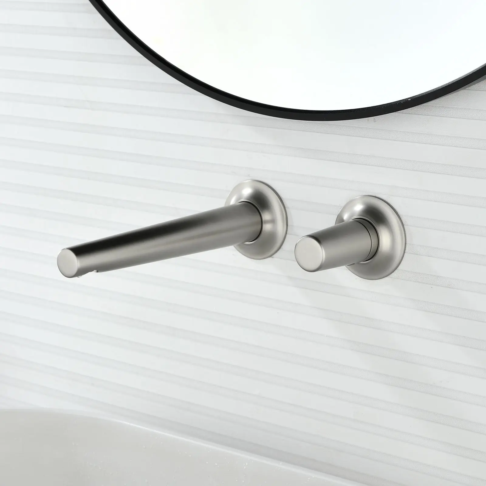 

Wall Mounted Basin faucet Bathroom Sink Faucet two-hole Grey Lavotory faucet Hot & Cold Black sink tap widespread basin Tap