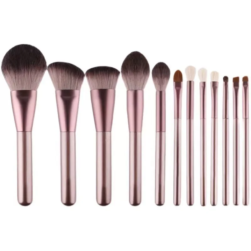 

12pcs Purple Travel Makeup Brush Kit Complete Cosmetic Tools for Eyes Powder & Blending Portable, Beginner Friendly Sty