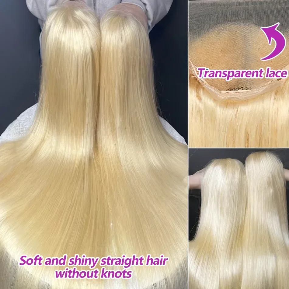 Mossily HD 613 Rambut Pirang Lurus 13X4 13X6 Wig Rambut Manusia Renda Depan Transparan Wig Frontal Renda Brasil Telah Dipetik