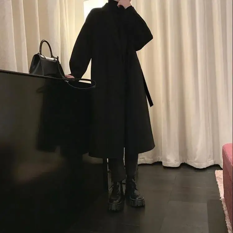 

Мужское длинное пальто из смесовой шерсти, деловое, в корейском стиле, стеганое, с узором «ёлочка», осеннее, утеплённое, из вельвета, для утонченного образа