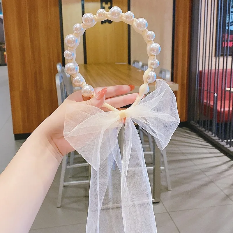 Fashion Kids Princess Headbands Sweet Pearl Mesh Hair Hoop for Girls Children Hair bands Toddlers Girl Hair Accessories