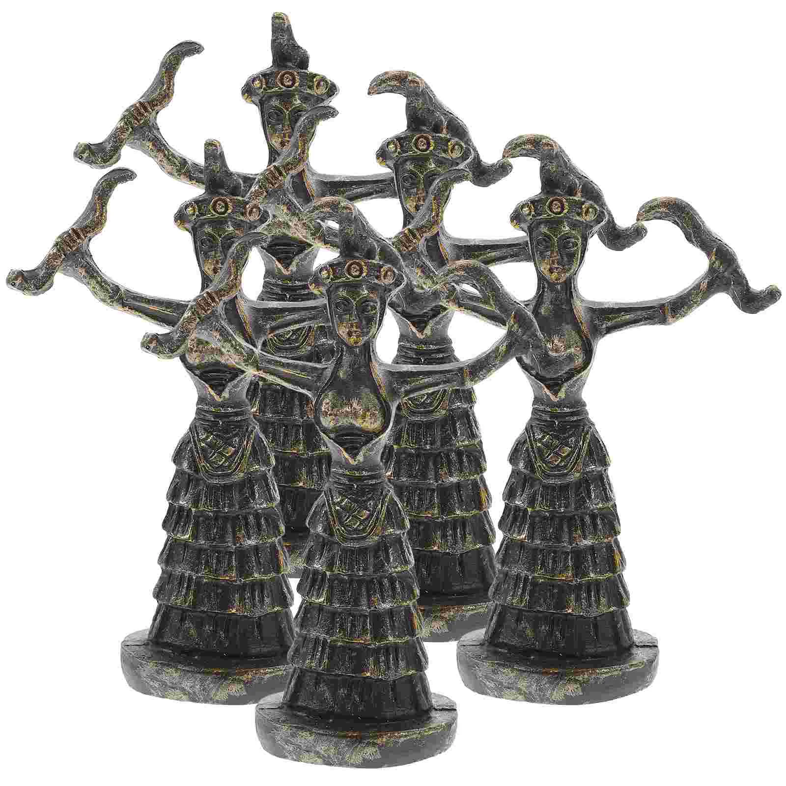 

5 Pcs Handicraft Ornaments Table Decoration Desktop Resin Statue Mini Greek Figure Nordic Religious Goddess Sculpture