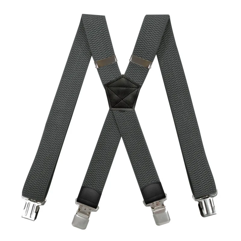 Robuste Hosenträger für Männer, Arbeit im Freien, 3,8 cm, X-Back, 4 starke Clips, verstellbare elastische Hosenträger, Riemen, Gürtel