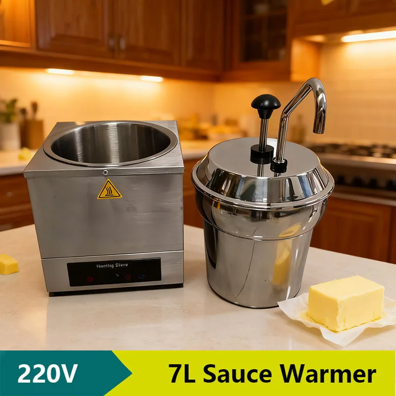 7L Cheese Pump Dispenser Electric Commercial Sauce Warmer Digital Temperature /Cheese/Chocolate/Butter Pump Warmer Restaurant