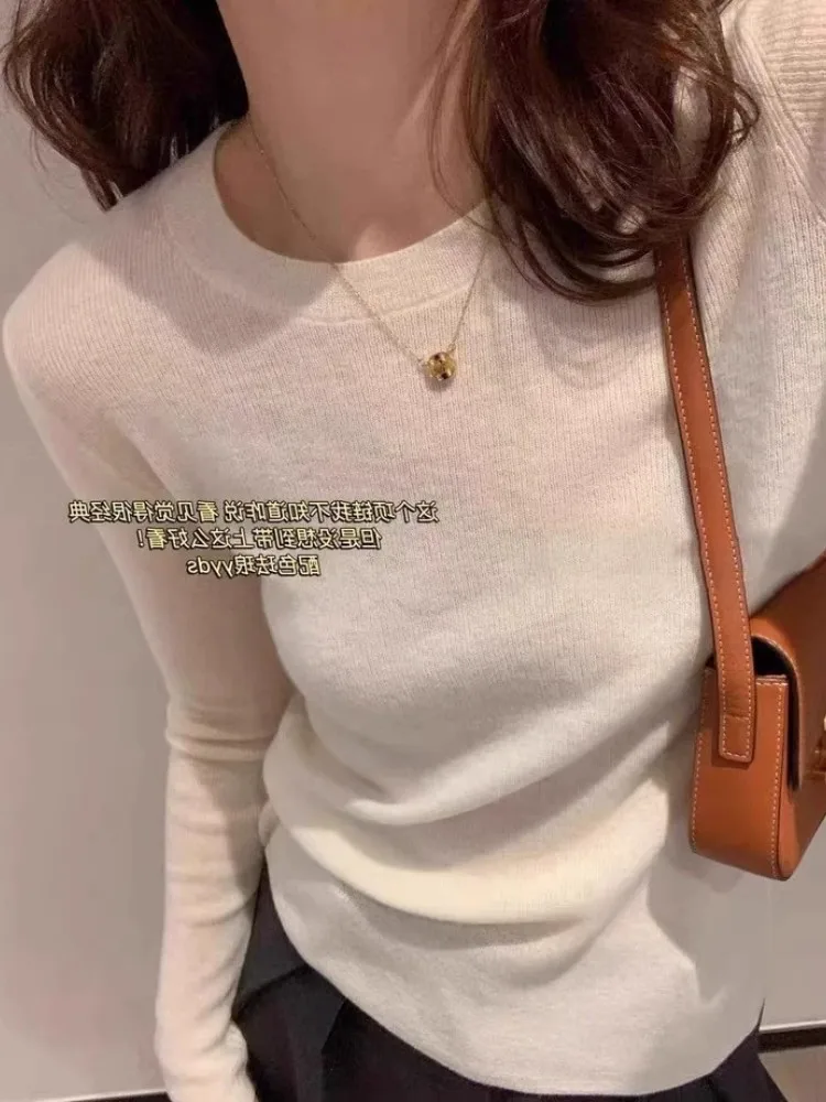 100% pure cashmere fine imitation cashmere sweater women\'s  cashmere sweater round neck thin knit bottom sweater