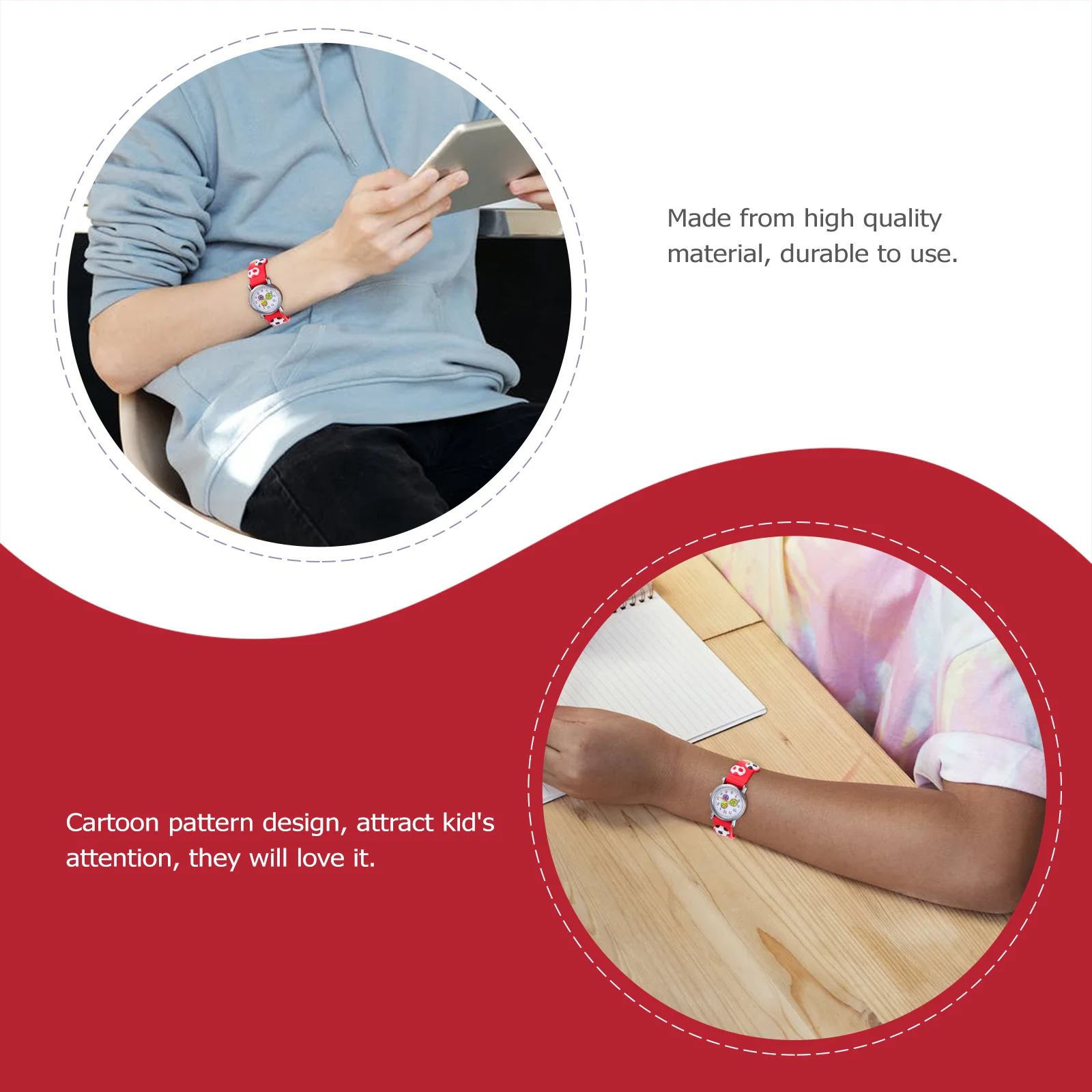 

1 шт. футбольные часы с милым мультяшным узором, прочные наручные часы для модных студенческих часов