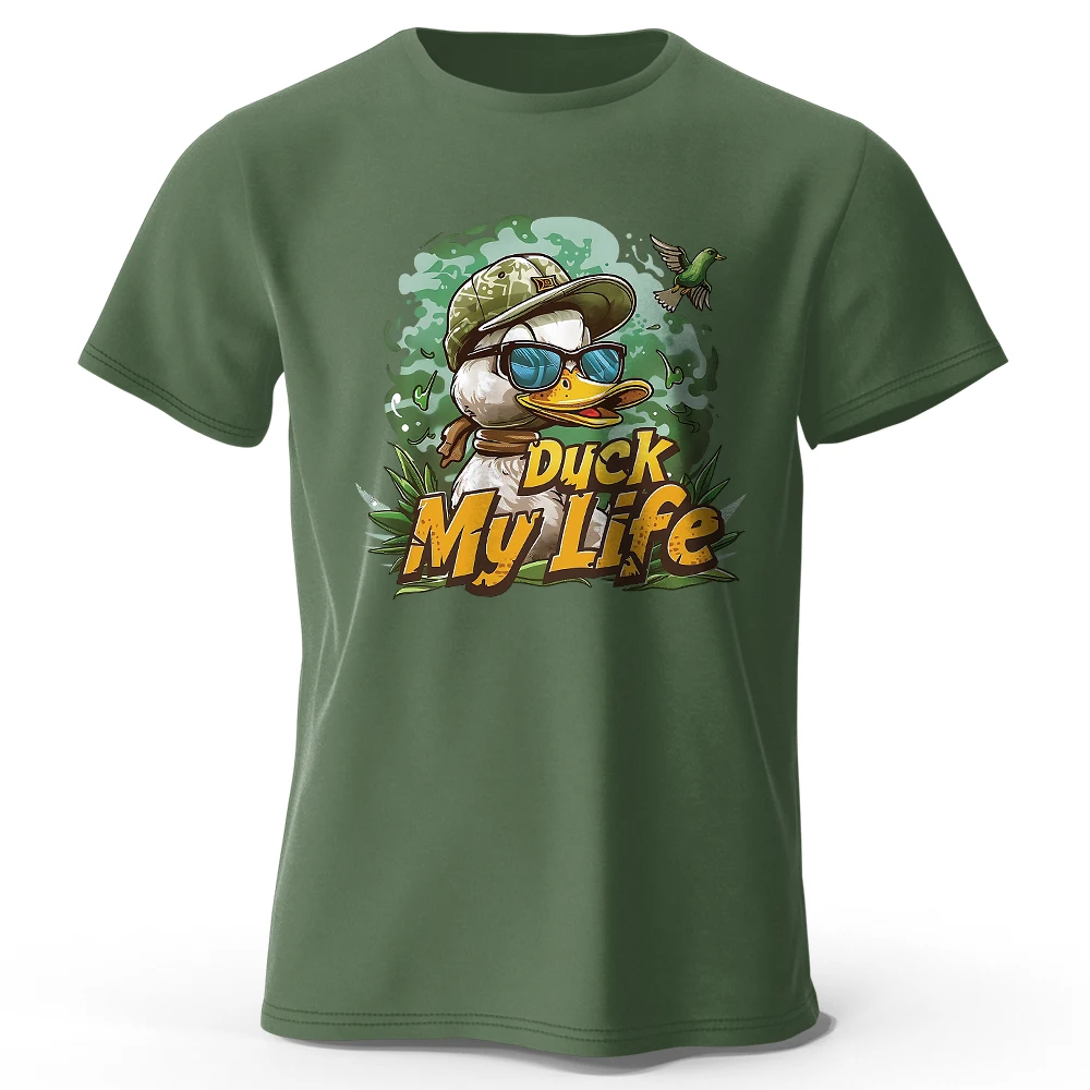 Herren Duck My Life bedrucktes T-Shirt aus 100 % Baumwolle, übergroße sarkastische Grafik-T-Shirts für Damen, Sommer-Tops, Humor, Streetwear