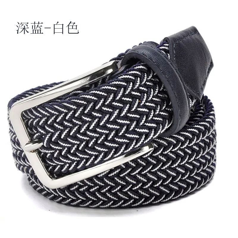 140CM-160CM Men High Quality Luxury Large Size Elastic Belt Extended Woven Mixed Webbing Slim Hand Many Colors Choose Buckle