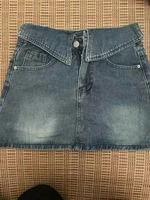2024 summer Korean style niche design slimming high waist cuffed denim short skirt for women anti-exposure A-line hip skirt - Image 6