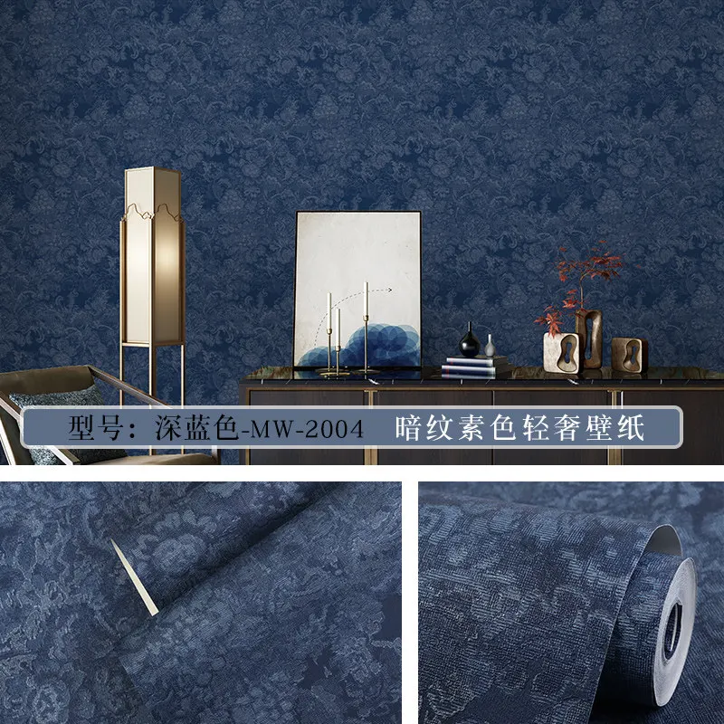 

Navy Blue Vintage Damask Floral Wallpaper Home Decor Luxury Classic European Wall Paper for Bedroom Living Room Hotel Lobby
