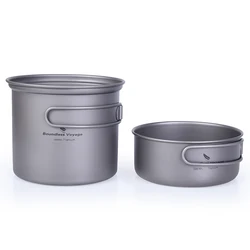 Boundless Voyage-Camping Cooking Set, Titanium Pot Bowl, Ultralight Outdoor Camping Tableware, Picnic Cooker with Folding Handle