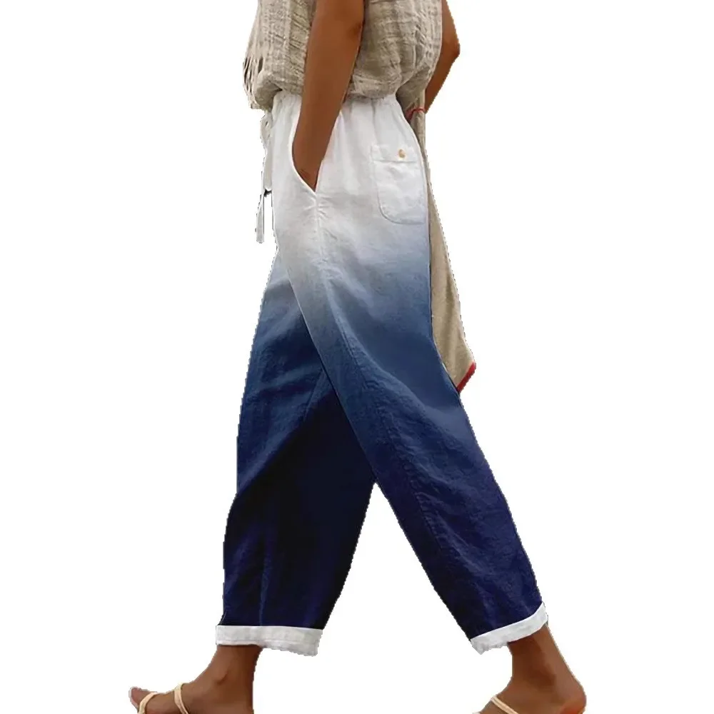 

Брюки Женские брюки с разноцветным цифровым принтом Новые женские повседневные брюки с обычным карманом на шнурке