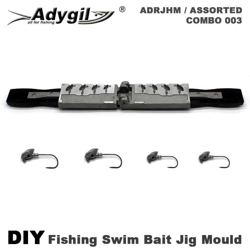 Adygil DIY Fishing 73 pcs Swim Bait Jig Head Mould ADRJHM/ASSORTED COMBO 4 Cavities 7g 10g 14g 18g